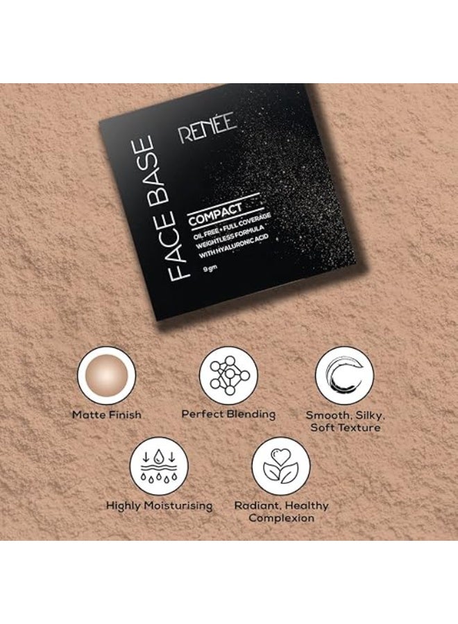 RENEE Face Base Compact Almond Beige l Lightweight, Matte Finish Pressed Powder | Smooth Blend, Even Coverage | Controls Excess Oil | Portable & Easy to Apply for Flawless Look l All Skin Types | 9 g - Image 3
